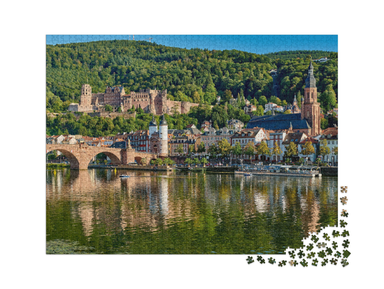 Puzzle 2000 Teile „Heidelberger Altstadt am Neckar, Deutschland“