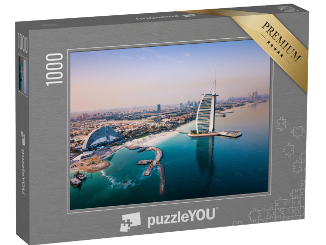 Puzzle 1000 Teile „Das Luxushotel Burj Al Arab und die Skyline des Hafens von Dubai“