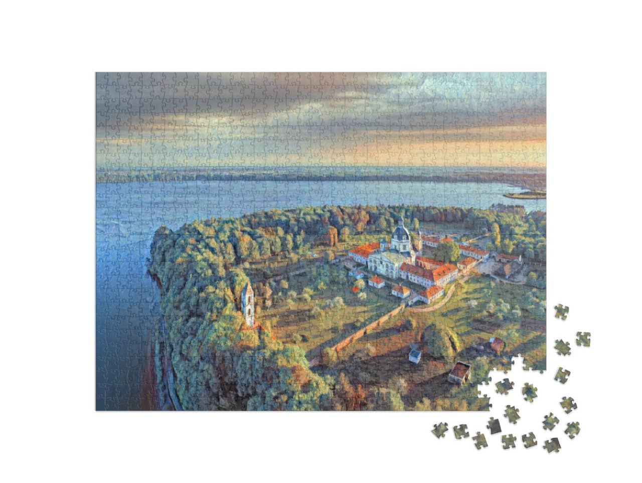 Puzzle 1000 Teile „im Stil von Paul-Cezanne - Kloster Pazaislis in Kaunas, Litauen - Puzzle-Kollektion Künstler & Gemälde“