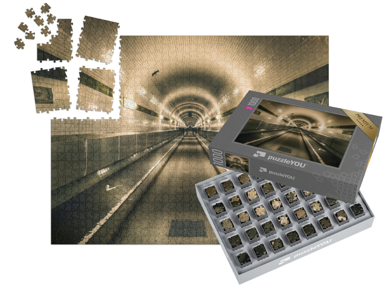 Puzzle „Alter Elbtunnel, Hamburg, Deutschland“ | SMART SORTED® 1000 Teile