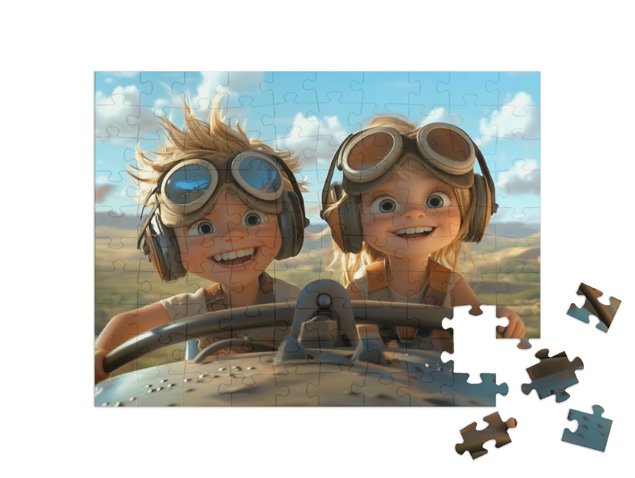 Puzzle 100 Teile „Nachwuchspiloten fliegen um die Welt“