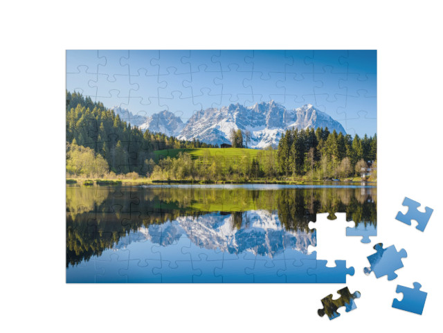 Puzzle 100 Teile „Idyllische Alpenlandschaft“