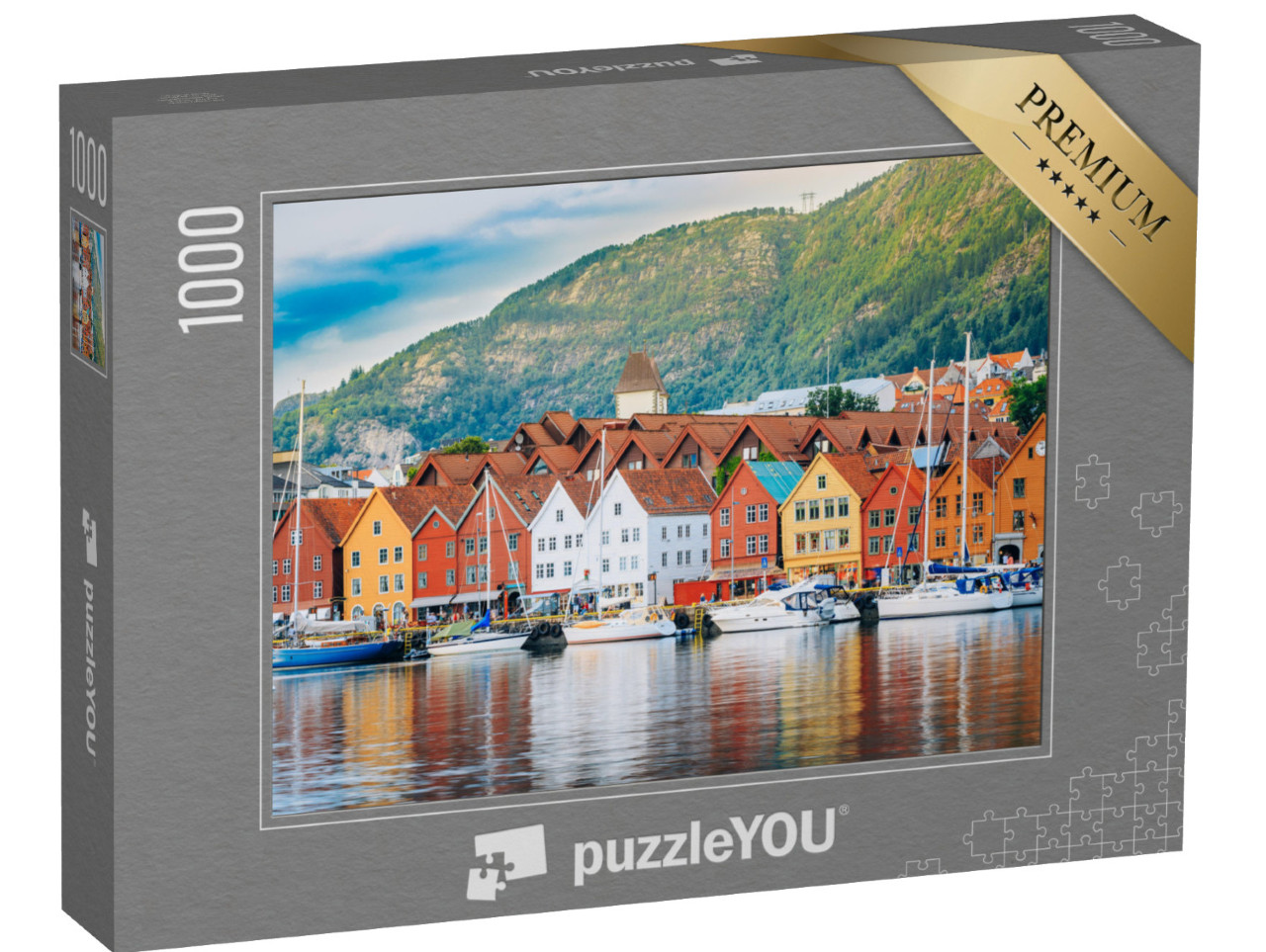 Puzzle 1000 Teile „Historisches Bryggen, Stadt Bergen, Norwegen, UNESCO-Welterbe“