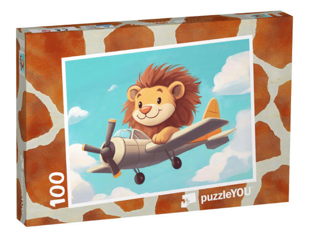 Puzzle 100 Teile „Löwe Leo auf Flugreise“