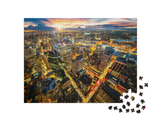 Puzzle 1000 Teile „Stadtbild von Sydney im Sonnenuntergang“