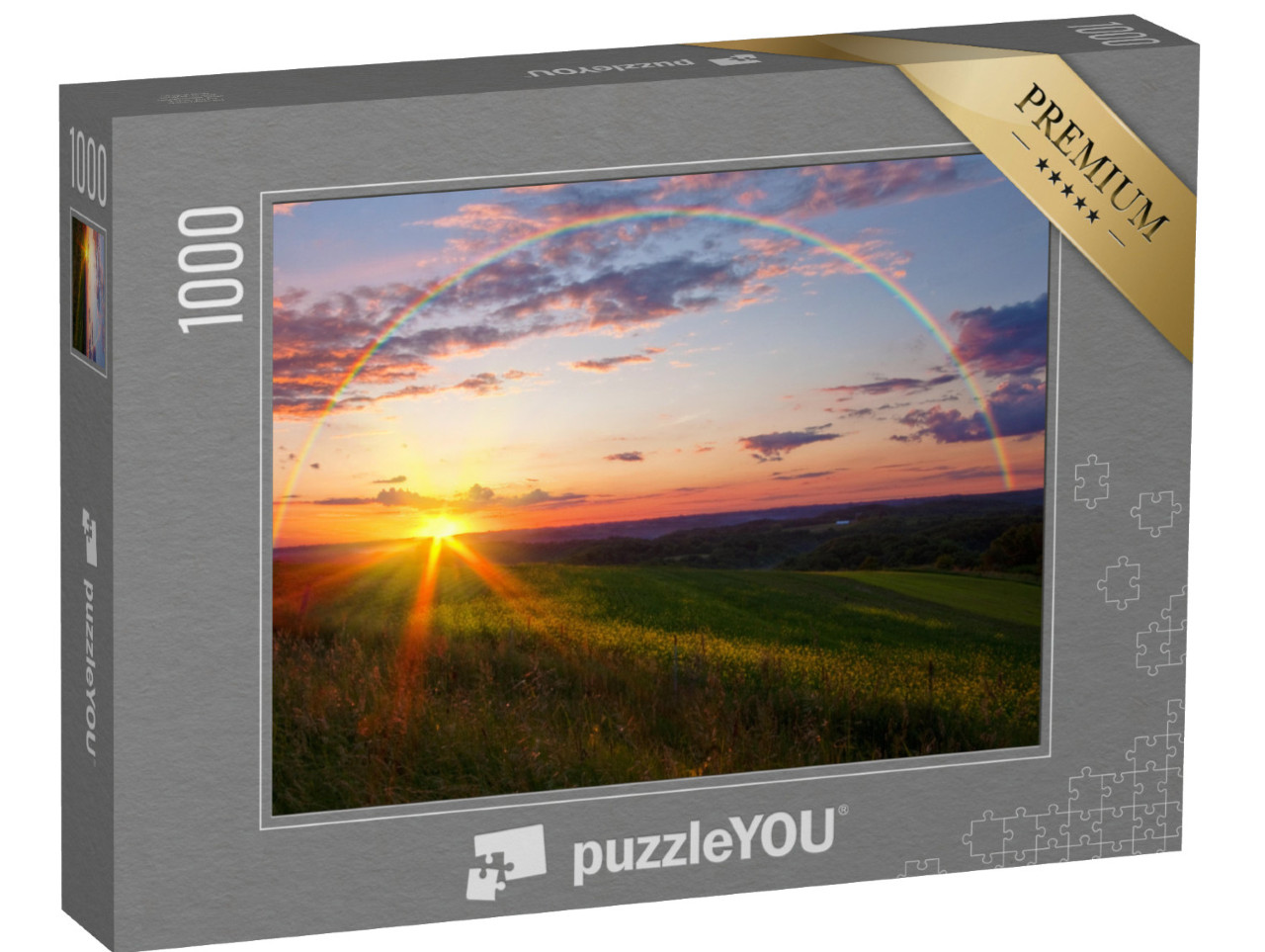 Puzzle 1000 Teile „Sonnenuntergang mit Regenbogen“