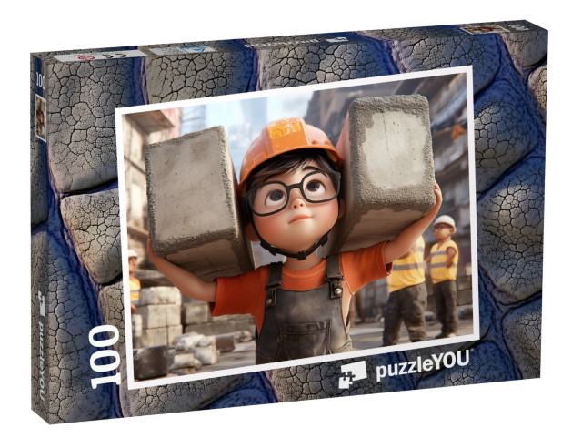 Puzzle 100 Teile „Der kleine, fleißige Bauarbeiter“