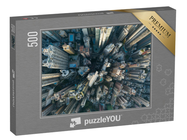 Puzzle 500 Teile „Beeindruckende Ansicht von oben: Wolkenkratzer von Hongkong“