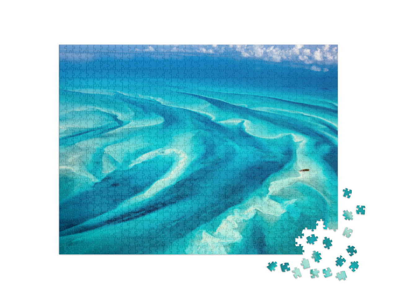 Puzzle 1000 Teile „Blick von oben auf das Meer der Bahamas-Inseln“