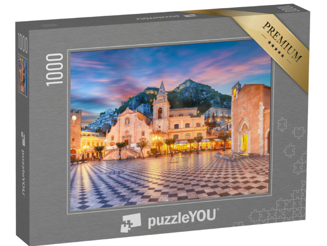 Puzzle 1000 Teile „Belvedere von Taormina und Kirche San Giuseppe, Sizilien, Italien“