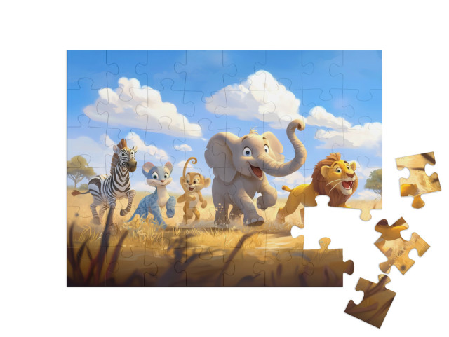 Puzzle 48 Teile „Tierische Safari-Helden“