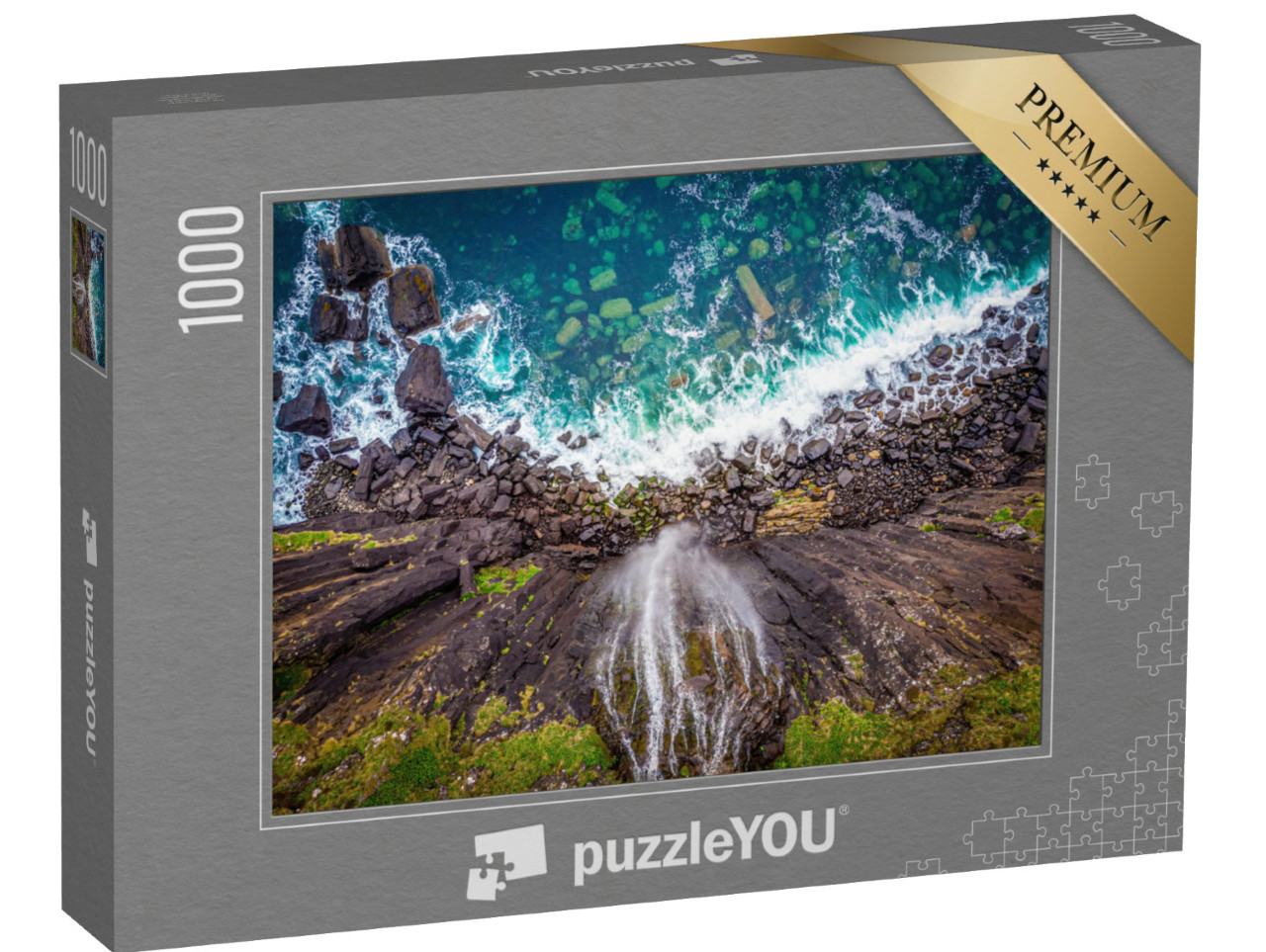 Puzzle 1000 Teile „Beeindruckende Klippe: Kilt Rock auf der Isle of Skye in Schottland“