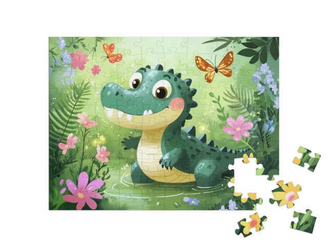 Puzzle 100 Teile „Krokodil Zappy am planschen“