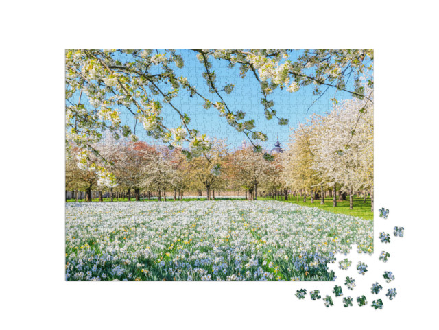 Puzzle 1000 Teile „Blühender Schlossgarten in Schwetzingen, Deutschland“