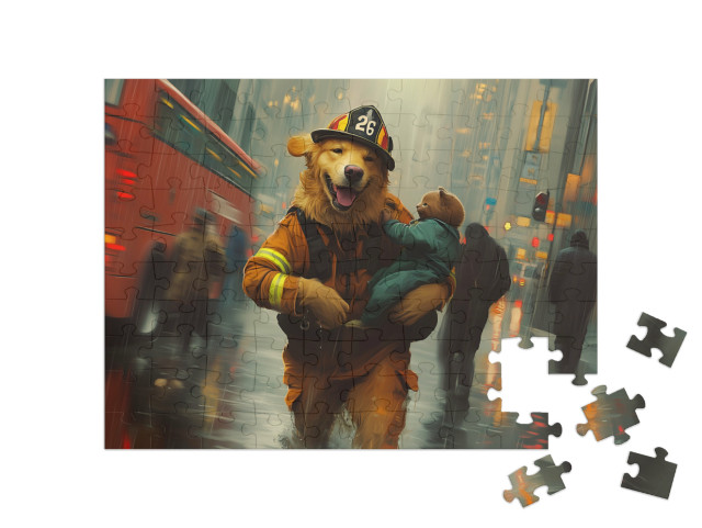 Puzzle 100 Teile „Rettungshund im Einsatz“