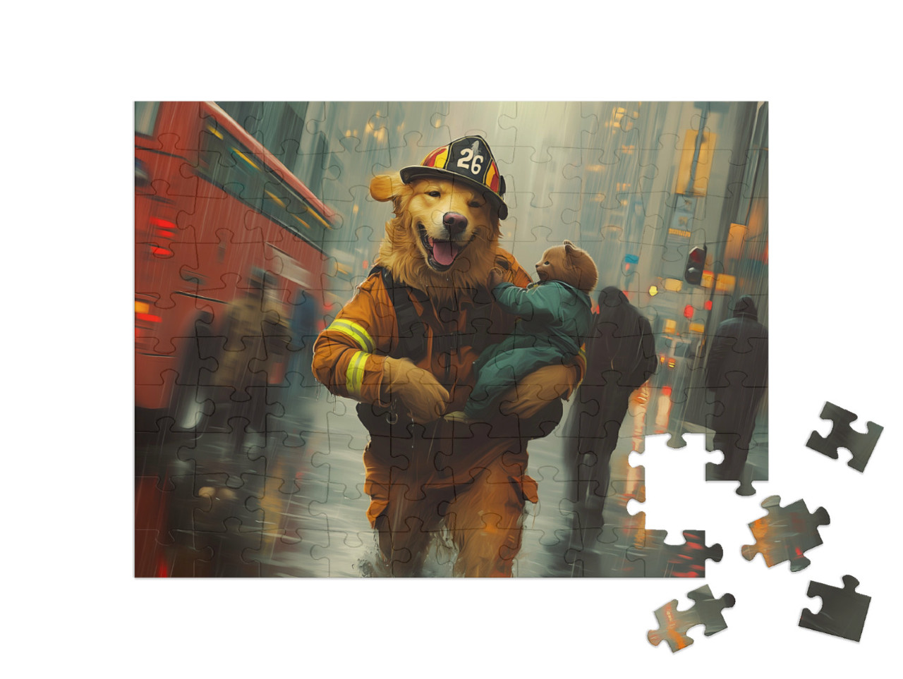 Puzzle 100 Teile „Rettungshund im Einsatz“