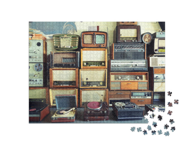 Puzzle 1000 Teile „Wunderbare Sammlung alter Radios und Plattenspieler“