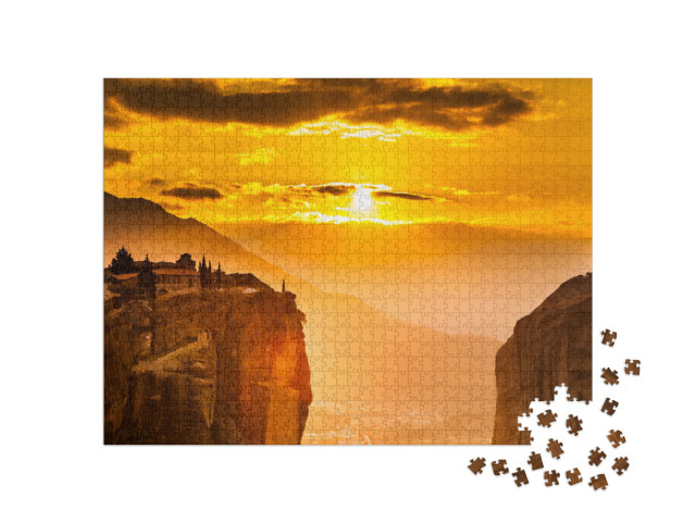 Puzzle 1000 Teile „Die Meteora-Klöster, Griechenland Kalambaka. UNESCO-Weltkulturerbe.“