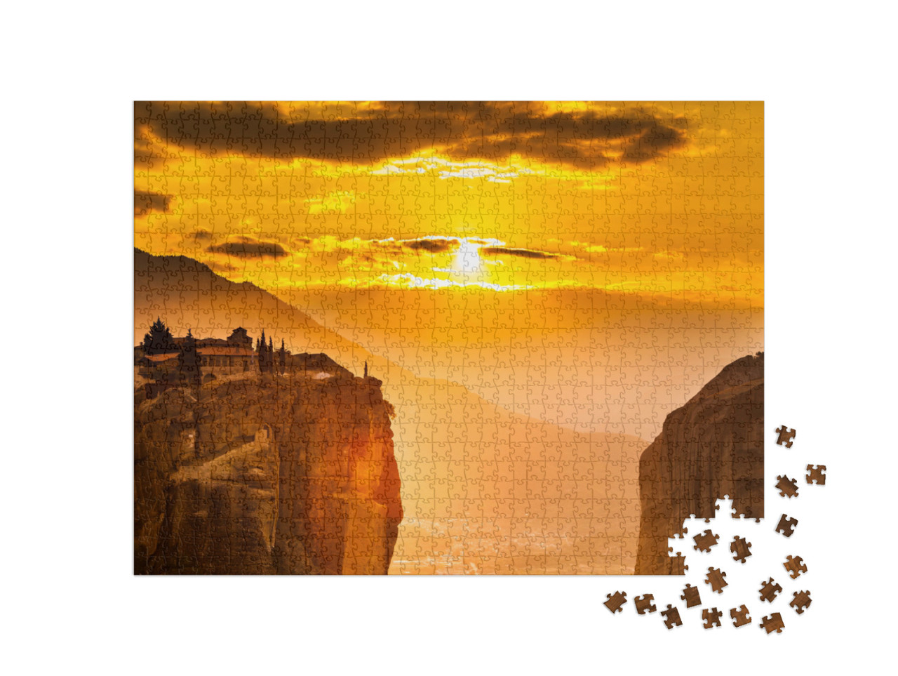 Puzzle 1000 Teile „Die Meteora-Klöster, Griechenland Kalambaka. UNESCO-Weltkulturerbe.“