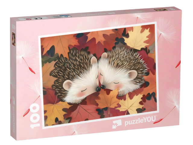 Puzzle 100 Teile „Kuschelzeit im wohlig warmen Laub“