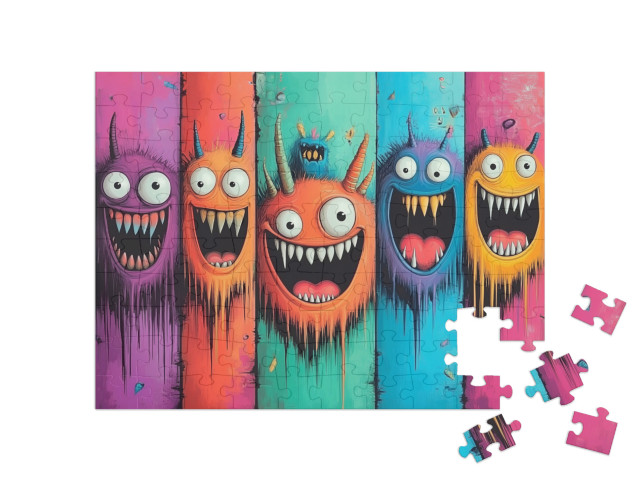Puzzle 100 Teile „Bunte Monsterkunst“