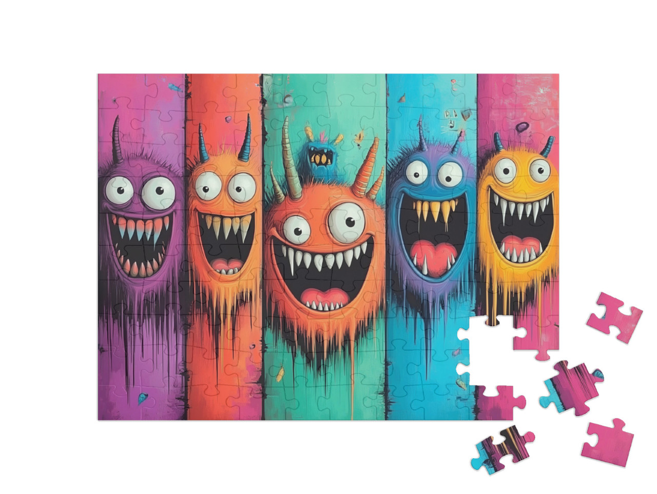 Puzzle 100 Teile „Bunte Monsterkunst“