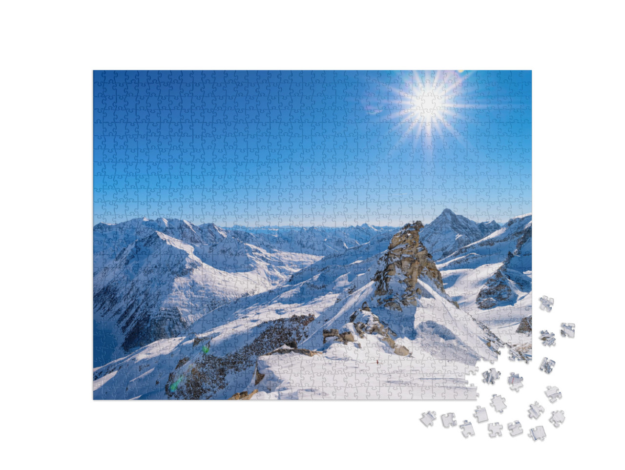 Puzzle 1000 Teile „Majestätische Gipfel am Hintertuxer Gletscher, Zillertal, Österreich“