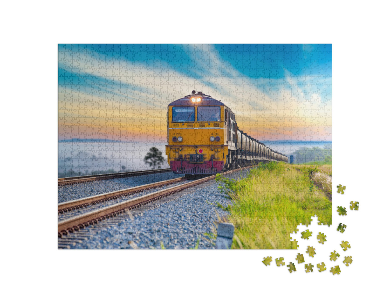 Puzzle 1000 Teile „Ein Zug auf seiner Fahrt“