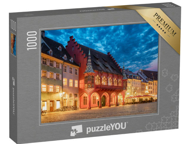 Puzzle 1000 Teile „Historisches Kaufhaus am Münsterplatz in Freiburg, Deutschland“