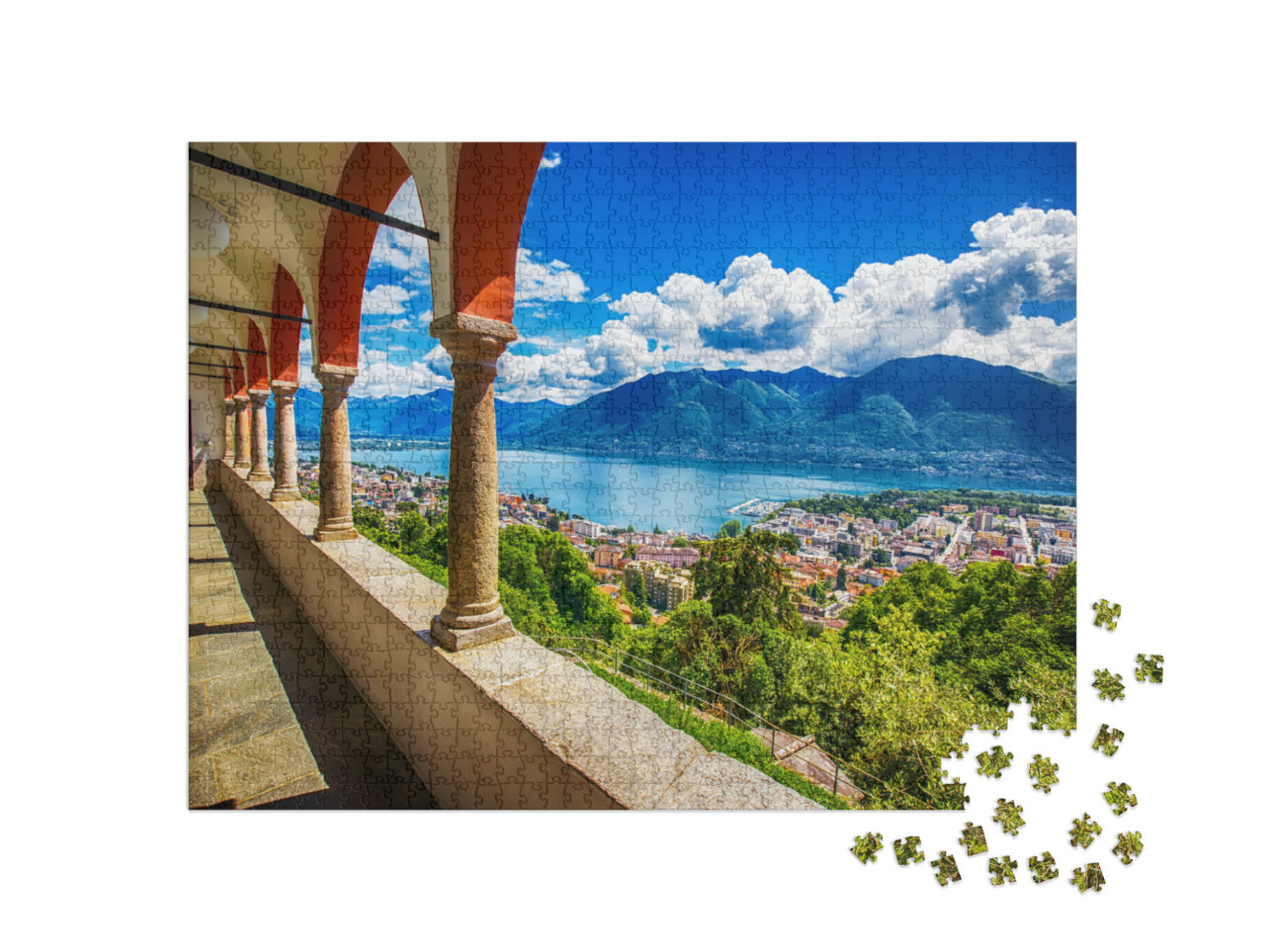 Puzzle 1000 Teile „Locarno und Lago Maggiore in den Schweizer Alpen“