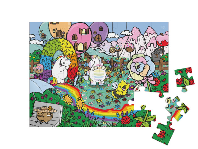 Puzzle 48 Teile „Pummeleinhorn: Pummel & Friends - Glitzergarten“