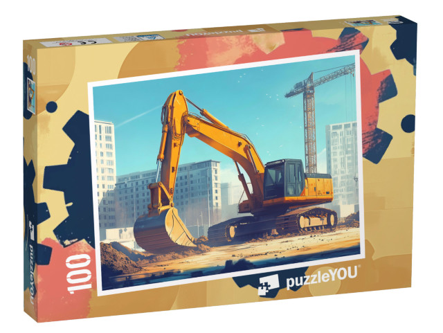 Puzzle 100 Teile „Ein starker Bagger im Einsatz“