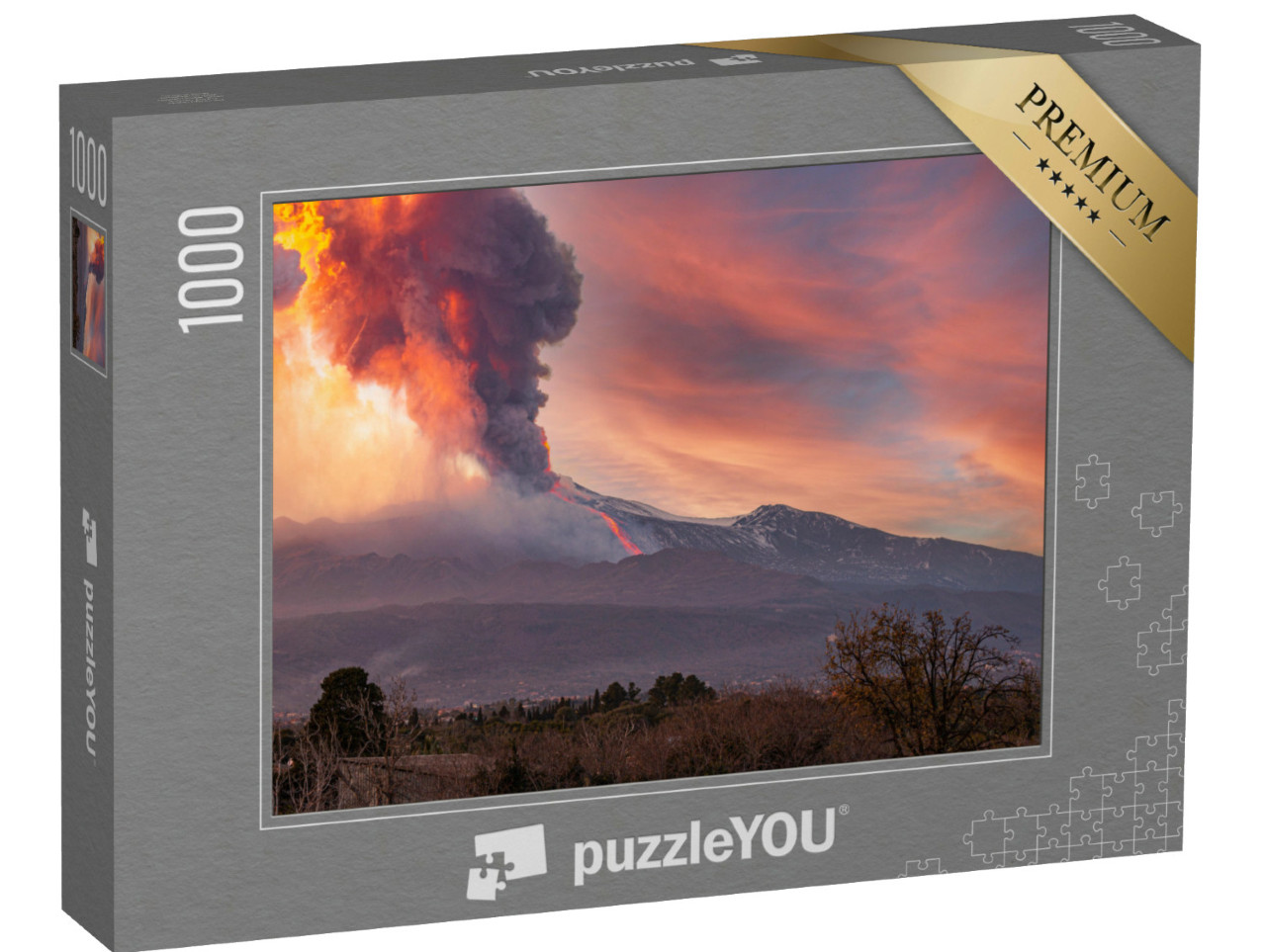 Puzzle 1000 Teile „Blick auf den Vulkan Ätna während des Ausbruchs am 16. Februar 2020“