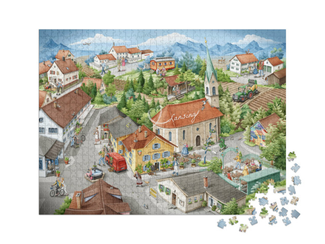 Puzzle 1000 Teile XXL „Dahoam is Dahoam in Lansing“