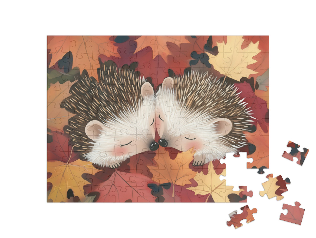 Puzzle 100 Teile „Kuschelzeit im wohlig warmen Laub“