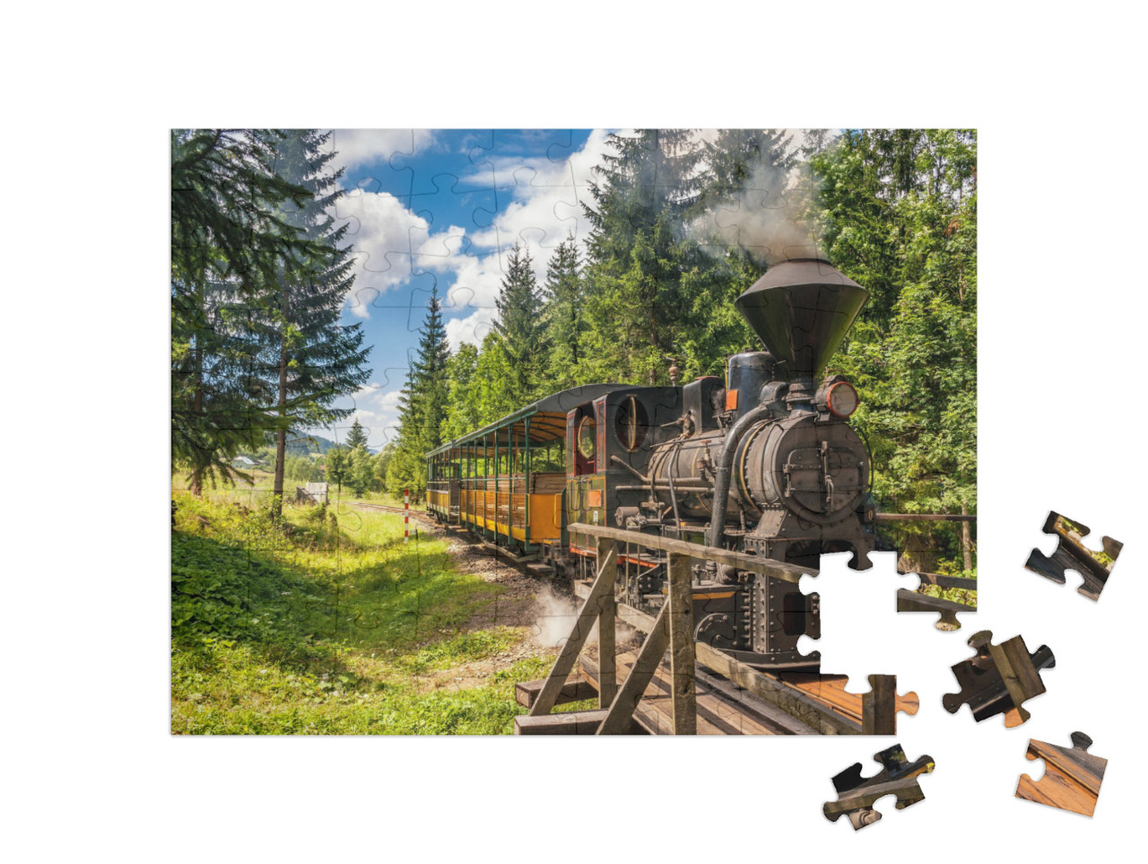 Puzzle 100 Teile „Historische Dampflokomotive in der Slowakei“