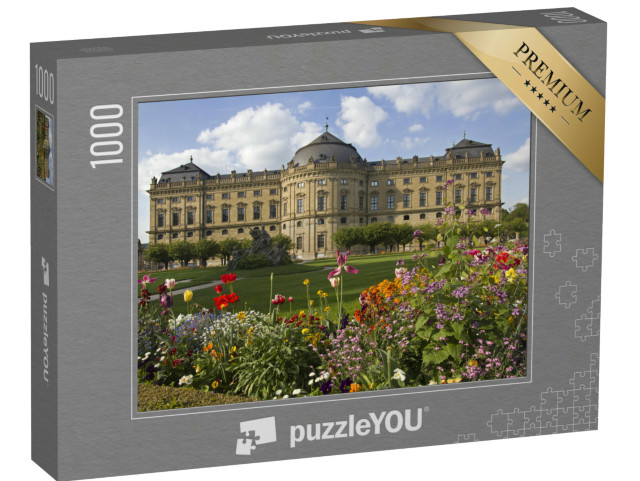 Puzzle 1000 Teile „Gebäude der Würzburger Residenz und der formale Garten mit Blumen, Deutschland“