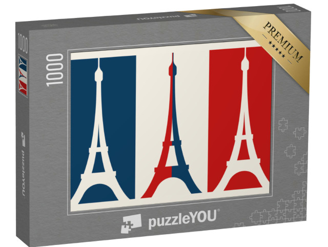 Puzzle 1000 Teile „Grafik: Französische Flagge mit Eiffelturm“