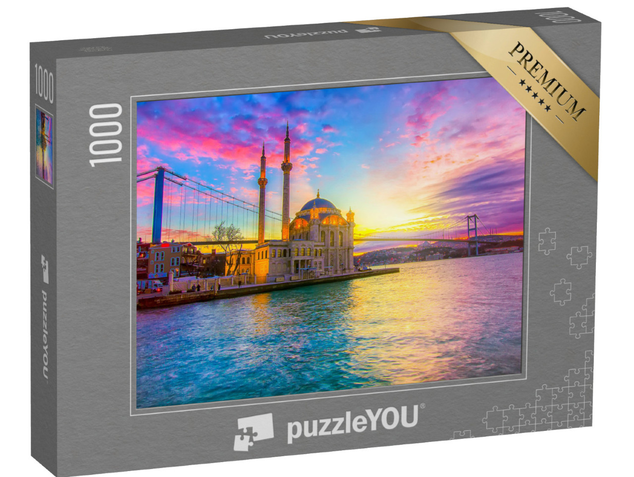 Puzzle 1000 Teile „Sonnenaufgang am Bosporus vor der Ortakoy-Moschee in Istanbul“