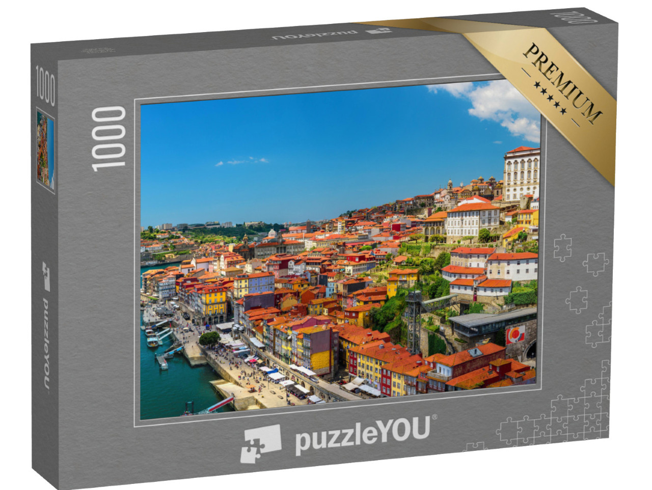 Puzzle 1000 Teile „Panoramablick auf die Altstadt von Porto, Portugal“