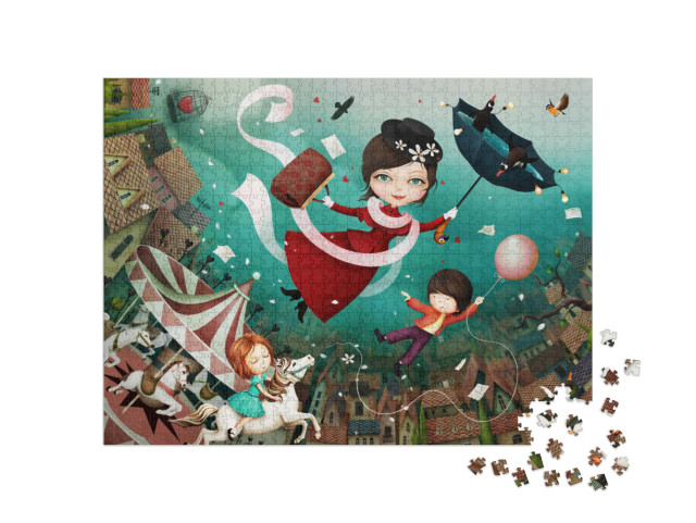 Puzzle 1000 Teile „Digitale Illustration: Motiv nach dem Märchen von Mary Poppins“