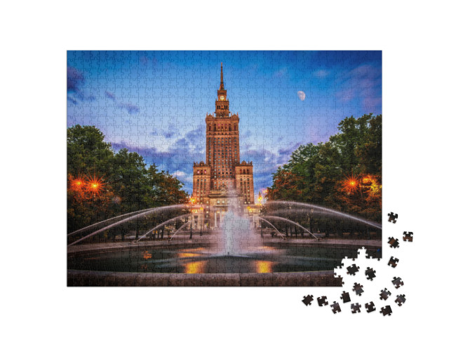 Puzzle 1000 Teile „Blick auf den Palast der Kultur und Wissenschaften von Warschau, Polen“
