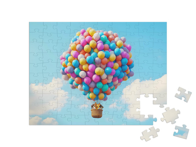 Puzzle 100 Teile „Tausend bunte Luftballons fliegen davon“