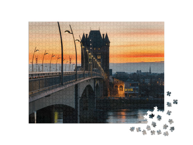 Puzzle 1000 Teile „Rheinbrücke in Worms bei Sonnenuntergang“