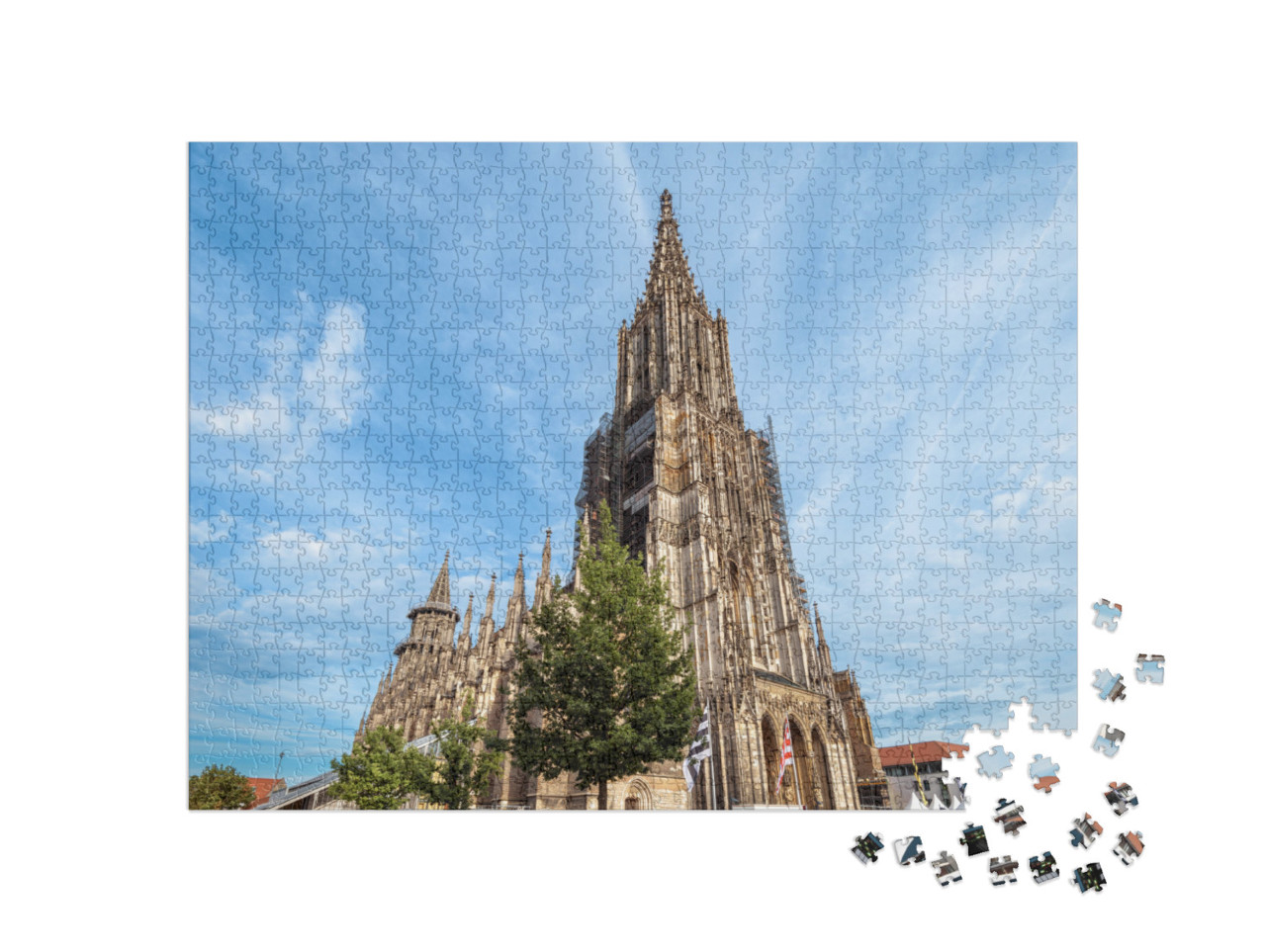 Puzzle 1000 Teile „Ulmer Münster, Deutschland, mittelalterliche Touristenattraktion, blauer Himmel“