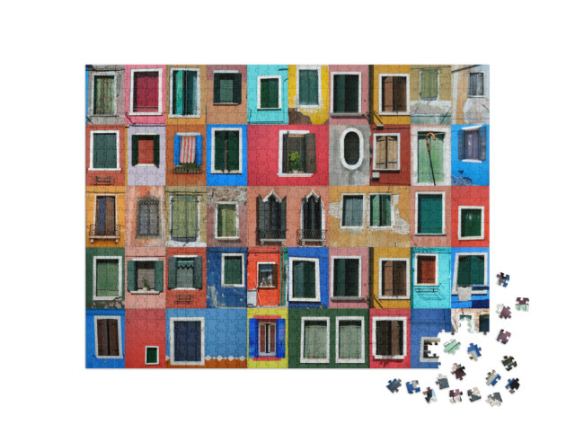 Puzzle 1000 Teile „Collage der bunten Häusern von Burano vor Venedig“