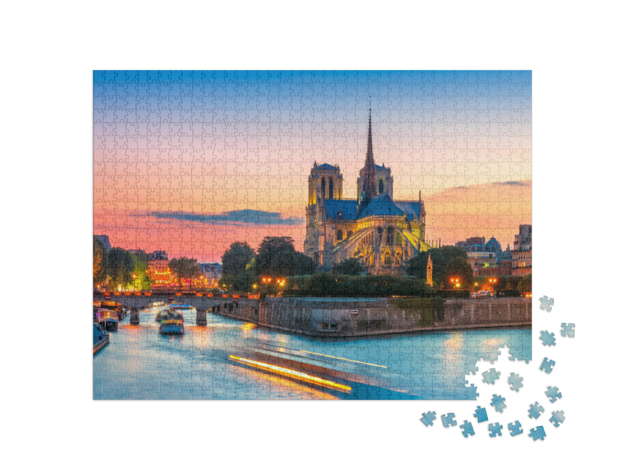 Puzzle 1000 Teile „Malerisches Stadtbild der Kathedrale von Notre Dame de Paris, Frankreich“