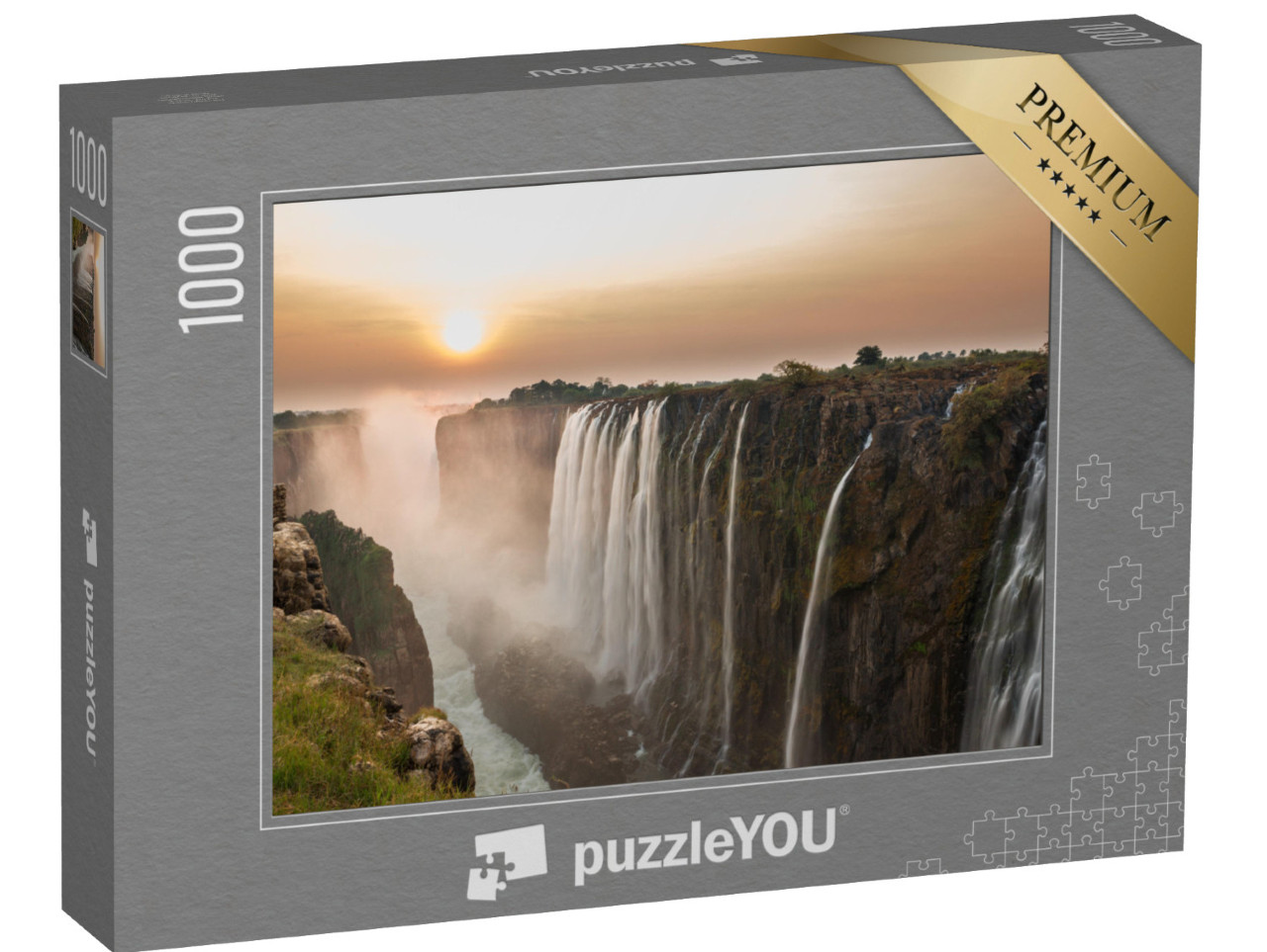 Puzzle 1000 Teile „Victoria Falls, Sonnenuntergang, Blick aus Sambia“