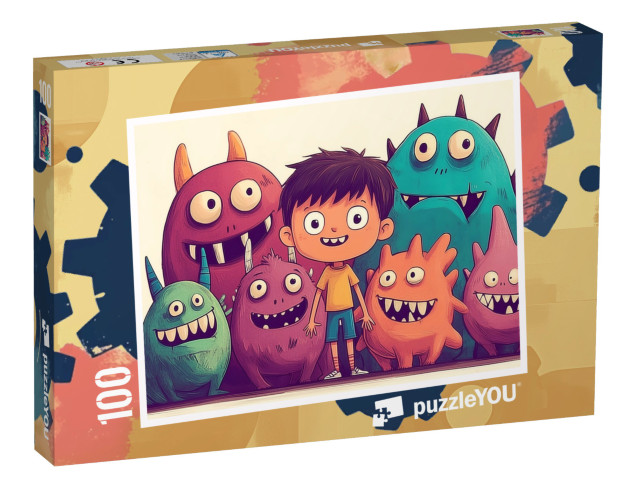 Puzzle 100 Teile „Wer hat die gruseligsten Monsterzähne?“