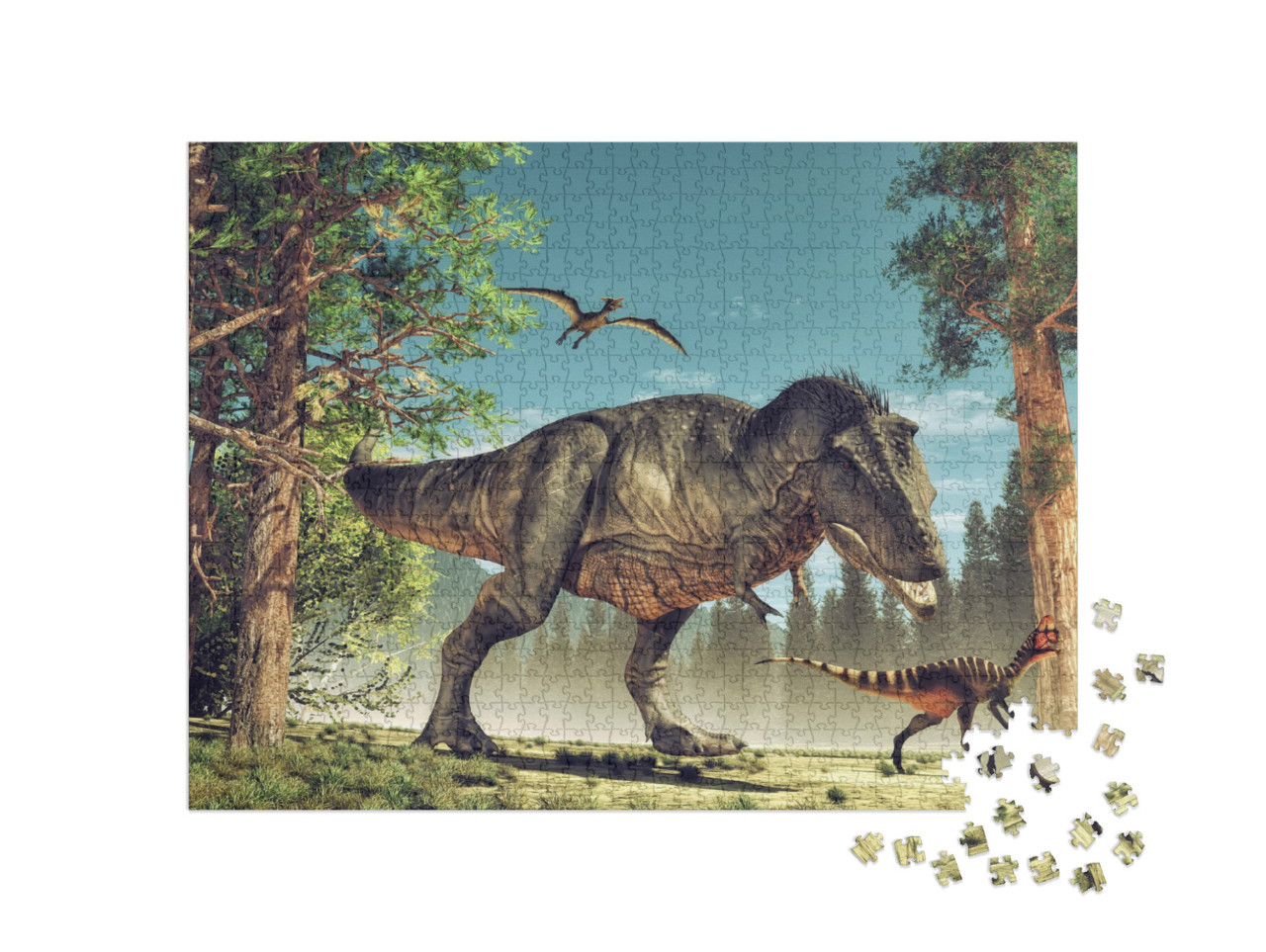 Puzzle 1000 Teile „3D-Rendering: Dinosaurier“